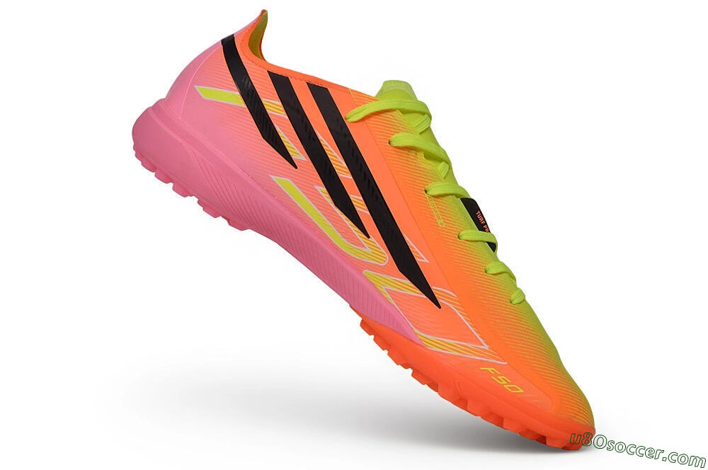 Adidas F50 Hyperfast Elite Laceless TF Artificial Turf Soccer Shoes - Orange/Solar Yellow/Lucid Pink 4