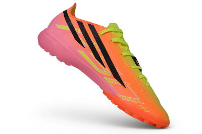 Adidas F50 Hyperfast Elite Laceless TF Artificial Turf Soccer Shoes - Orange/Solar Yellow/Lucid Pink