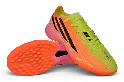 Adidas F50 Hyperfast Elite Laceless TF Artificial Turf Soccer Shoes - Orange/Solar Yellow/Lucid Pink