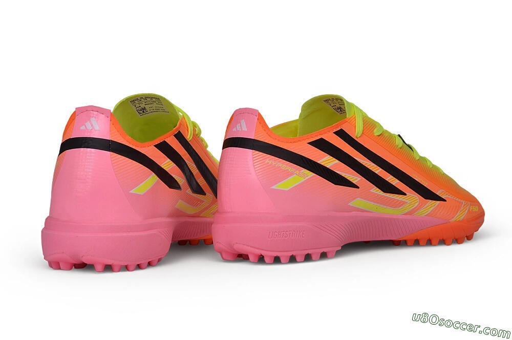 Adidas F50 Hyperfast Elite Laceless TF Artificial Turf Soccer Shoes - Orange/Solar Yellow/Lucid Pink 6