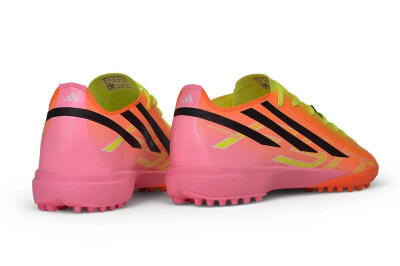 Adidas F50 Hyperfast Elite Laceless TF Artificial Turf Soccer Shoes - Orange/Solar Yellow/Lucid Pink