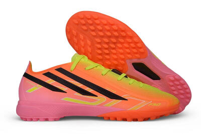 Adidas F50 Hyperfast Elite Laceless TF Artificial Turf Soccer Shoes - Orange/Solar Yellow/Lucid Pink