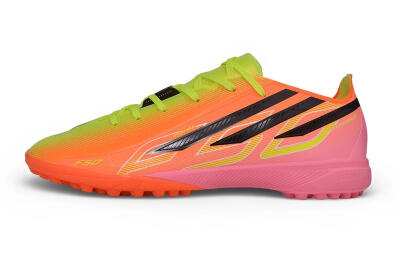 Adidas F50 Hyperfast Elite Laceless TF Artificial Turf Soccer Shoes - Orange/Solar Yellow/Lucid Pink