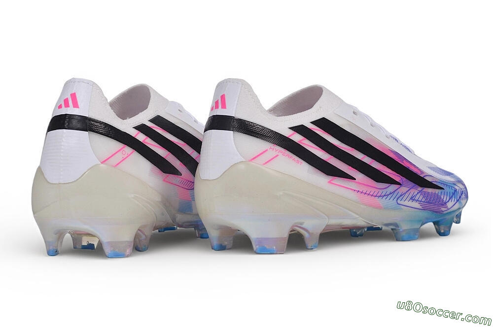 Adidas F50 Hyperfast Elite FG Firm Ground Soccer Cleats - White/Lucid Blue/Lucid Pink 6