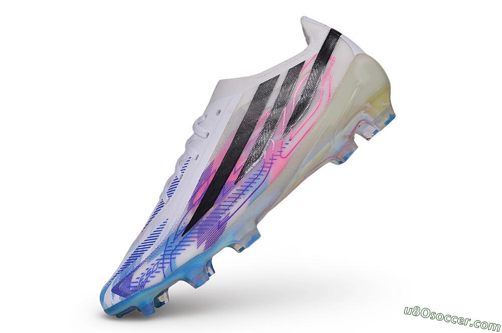 Adidas F50 Hyperfast Elite FG Firm Ground Soccer Cleats - White/Lucid Blue/Lucid Pink 5