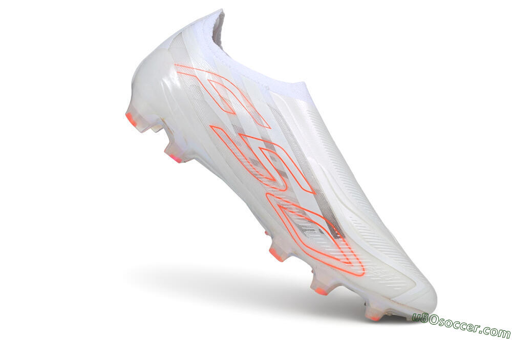 Adidas F50 Elite Laceless FG Firm Ground Soccer Cleats - White/Cloud White/Solar Red 4