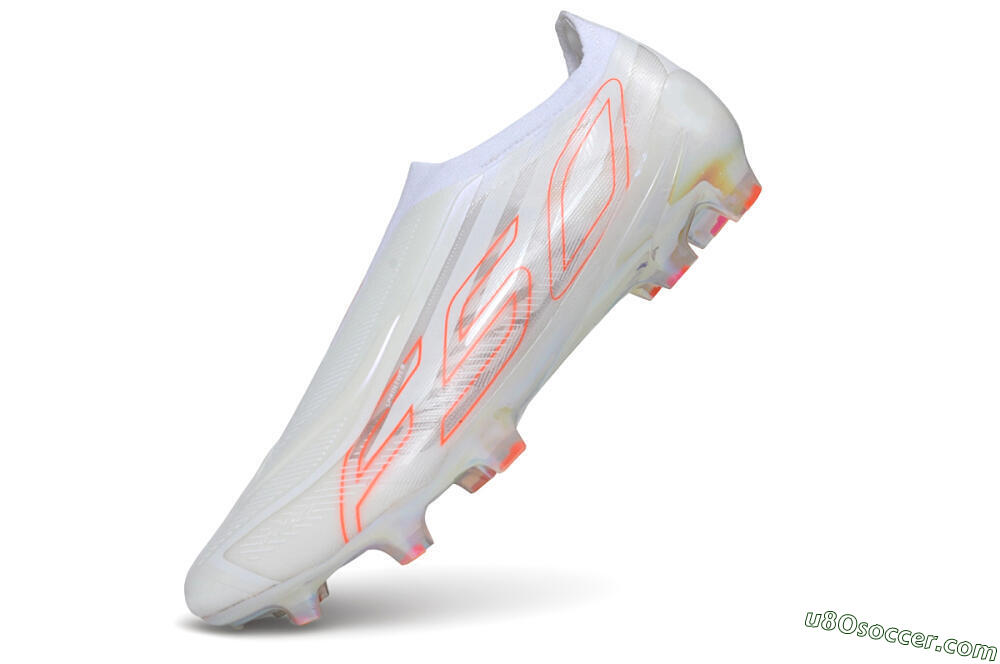 Adidas F50 Elite Laceless FG Firm Ground Soccer Cleats - White/Cloud White/Solar Red 5