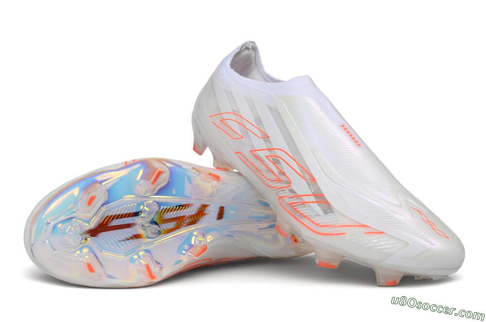 Adidas F50 Elite Laceless FG Firm Ground Soccer Cleats - White/Cloud White/Solar Red 0