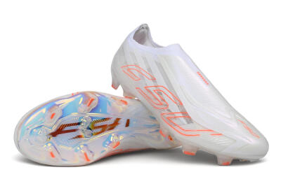 Adidas F50 Elite Laceless FG Firm Ground Soccer Cleats - White/Cloud White/Solar Red
