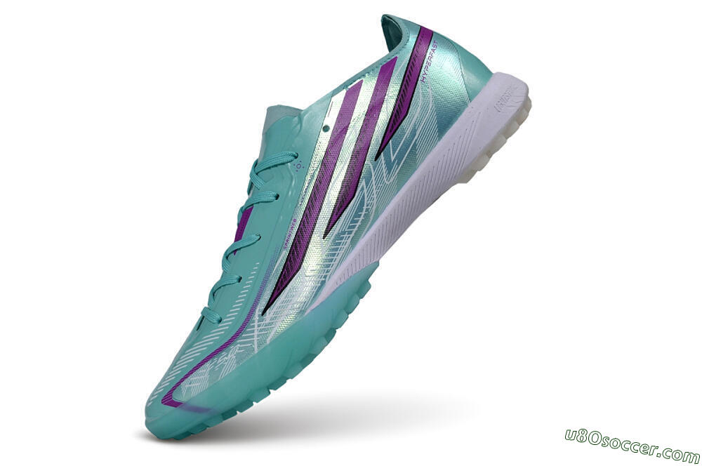 Adidas F50 Pro Laceless TF Artificial Turf Soccer Shoes - Turquoise/Mint Green/Electric Purple 5
