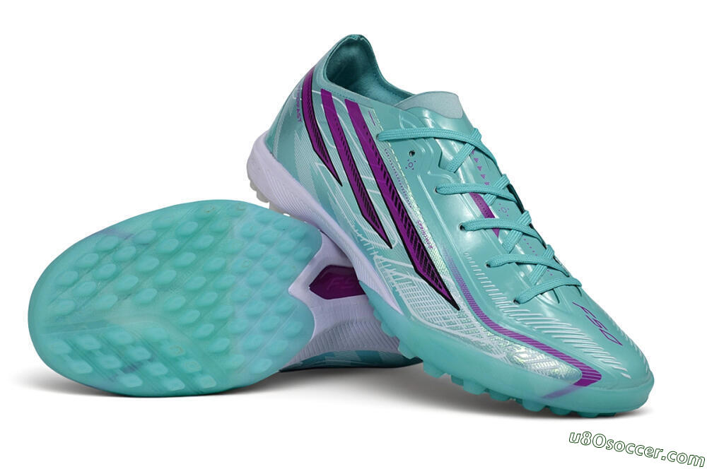 Adidas F50 Pro Laceless TF Artificial Turf Soccer Shoes - Turquoise/Mint Green/Electric Purple 0