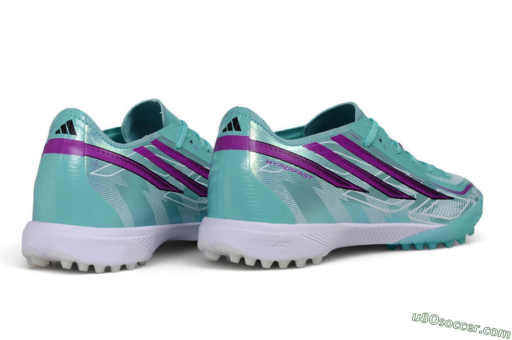 Adidas F50 Pro Laceless TF Artificial Turf Soccer Shoes - Turquoise/Mint Green/Electric Purple 6