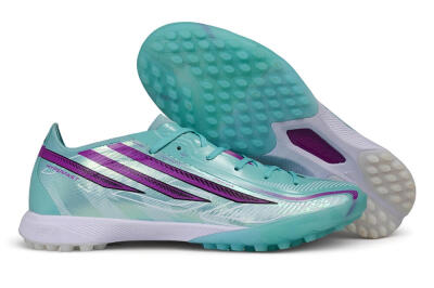 Adidas F50 Pro Laceless TF Artificial Turf Soccer Shoes - Turquoise/Mint Green/Electric Purple