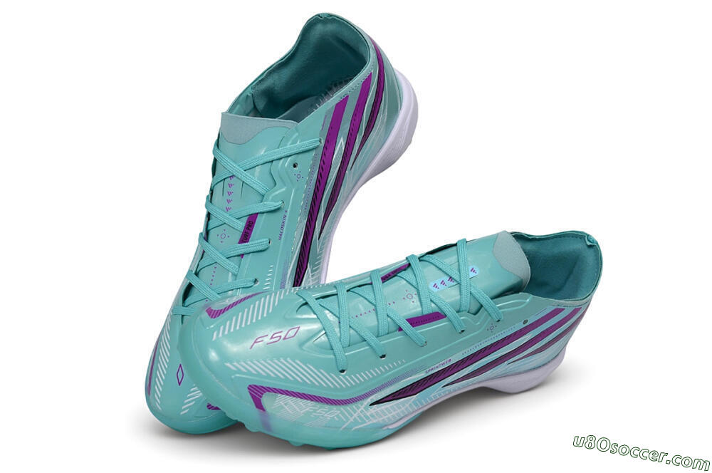 Adidas F50 Pro Laceless TF Artificial Turf Soccer Shoes - Turquoise/Mint Green/Electric Purple 3