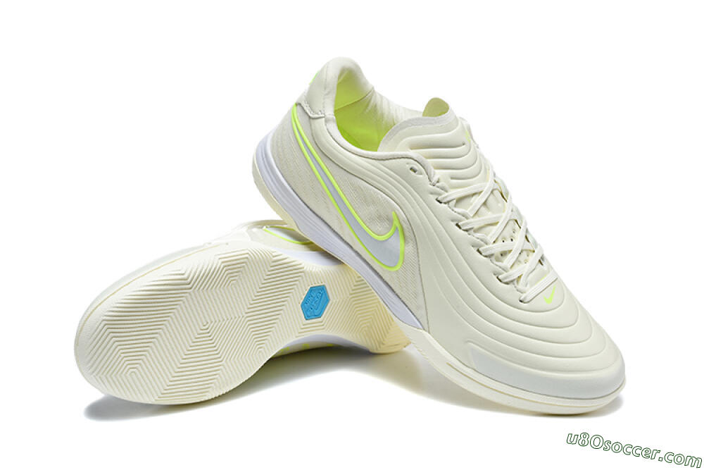 Nike Tiempo Streetgato Prm IC Indoor & Futsal Soccer Shoes - Beige/Light Cream/Volt Green 4