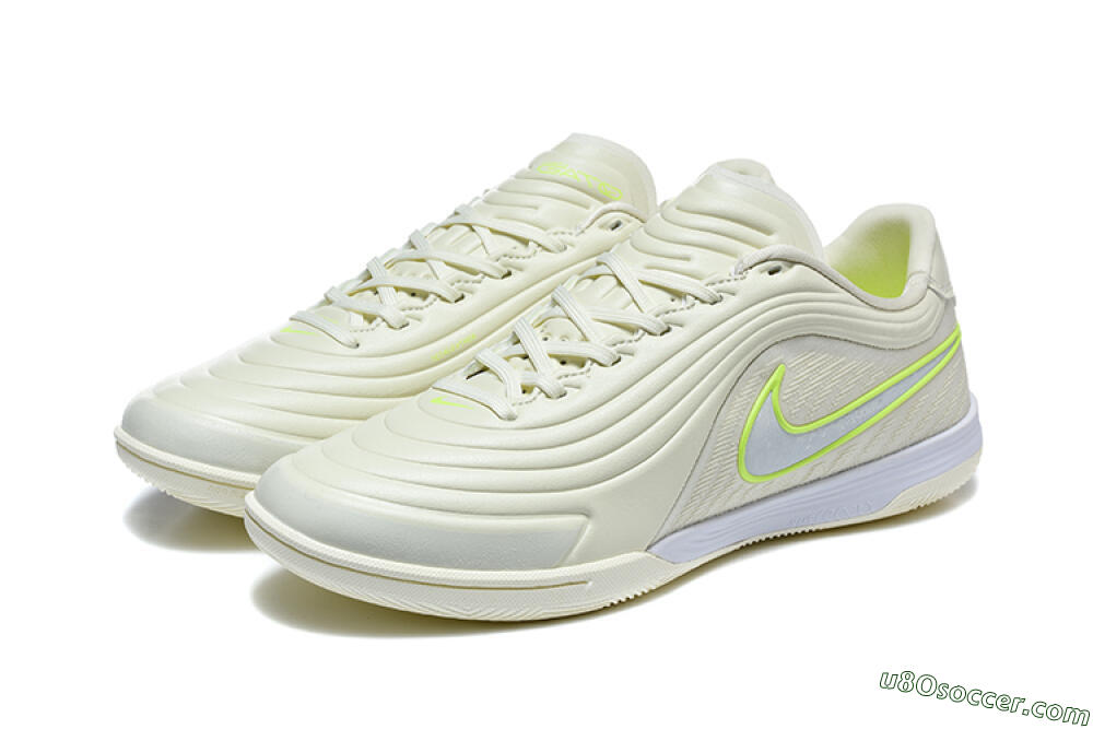 Nike Tiempo Streetgato Prm IC Indoor & Futsal Soccer Shoes - Beige/Light Cream/Volt Green 5