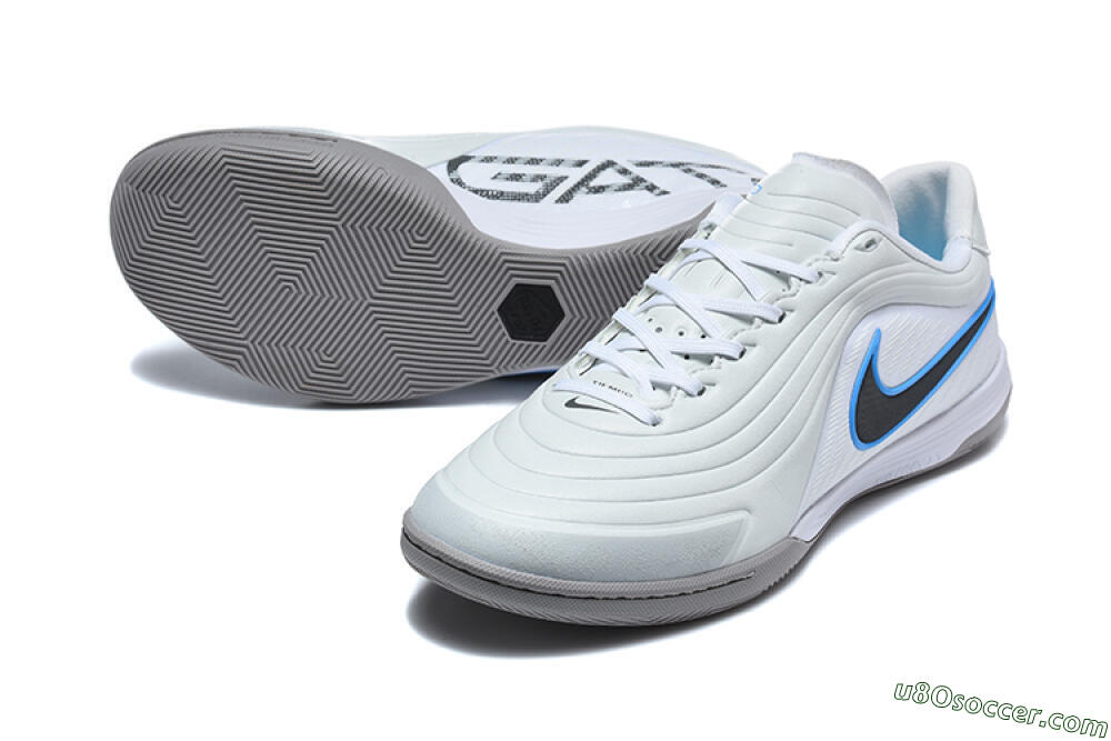 Nike Tiempo Streetgato Prm IC Indoor & Futsal Soccer Shoes - White/Light Silver/Photo Blue 3