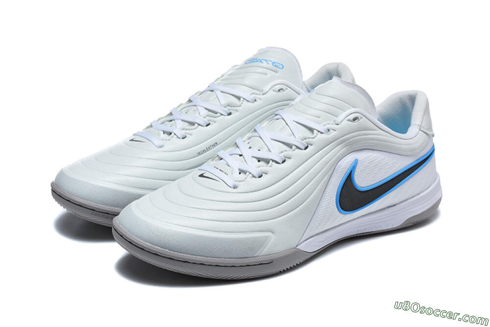 Nike Tiempo Streetgato Prm IC Indoor & Futsal Soccer Shoes - White/Light Silver/Photo Blue 5