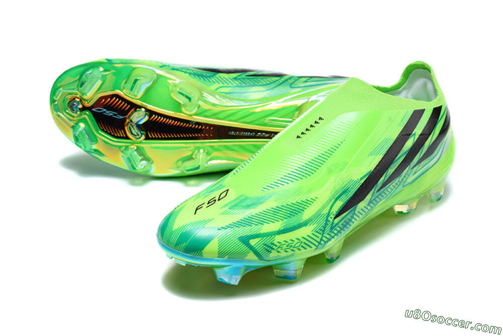 Adidas F50 Hyperfast Elite Laceless FG Firm Ground Soccer Cleats - Green/Lucid Lemon/Core Black 3