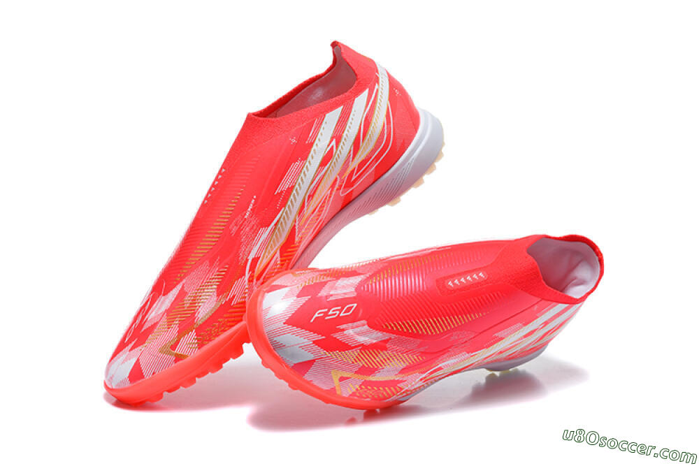 Adidas F50 Pro Laceless TF Artificial Turf Soccer Shoes - Red/Solar Red/White 6