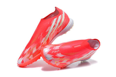 Adidas F50 Pro Laceless TF Artificial Turf Soccer Shoes - Red/Solar Red/White