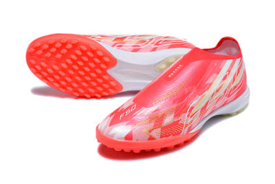 Adidas F50 Pro Laceless TF Artificial Turf Soccer Shoes - Red/Solar Red/White