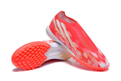 Adidas F50 Pro Laceless TF Artificial Turf Soccer Shoes - Red/Solar Red/White