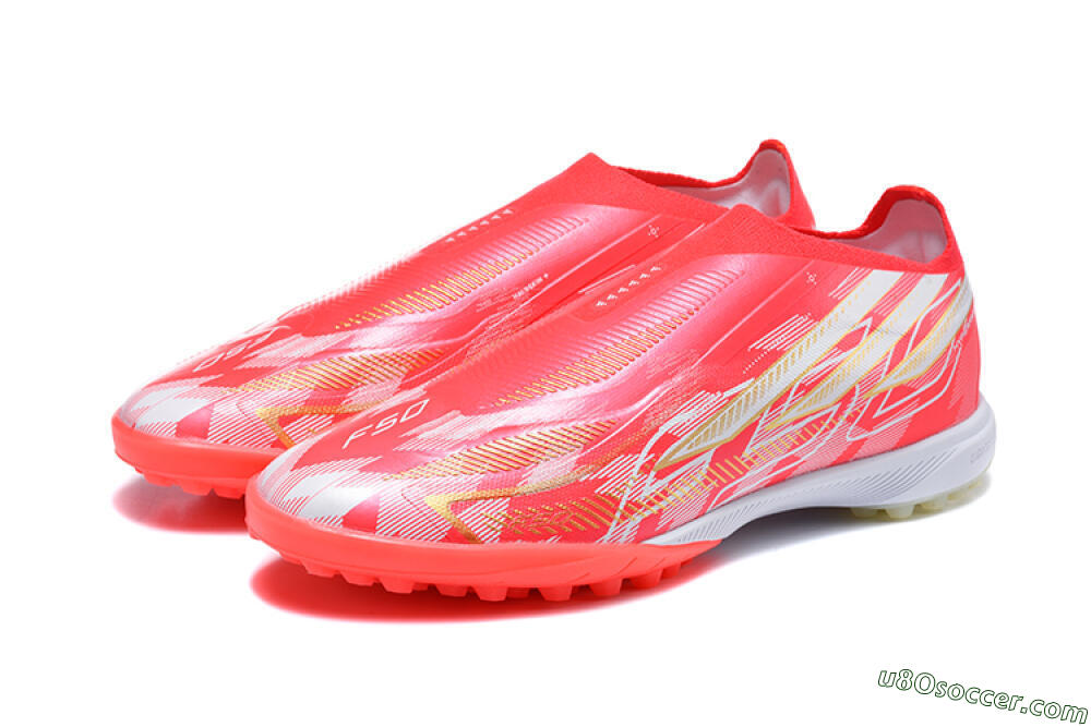 Adidas F50 Pro Laceless TF Artificial Turf Soccer Shoes - Red/Solar Red/White 5