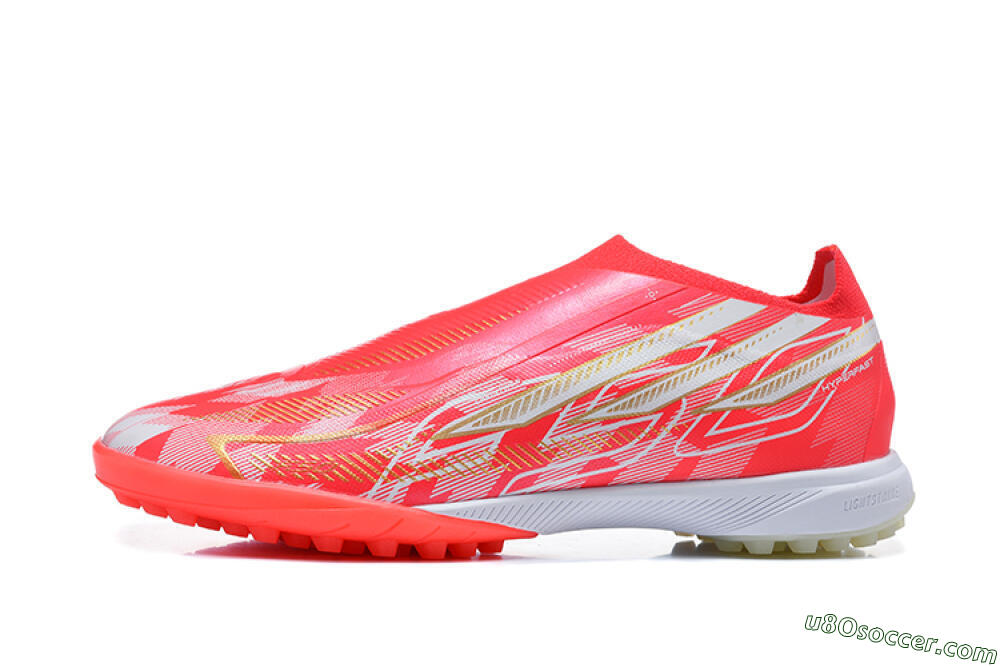 Adidas F50 Pro Laceless TF Artificial Turf Soccer Shoes - Red/Solar Red/White 2