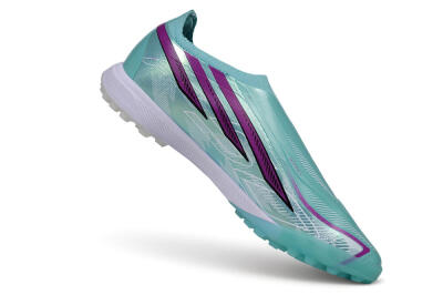 Adidas F50 Pro Laceless TF Artificial Turf Soccer Shoes - Turquoise/Mint Green/Electric Purple