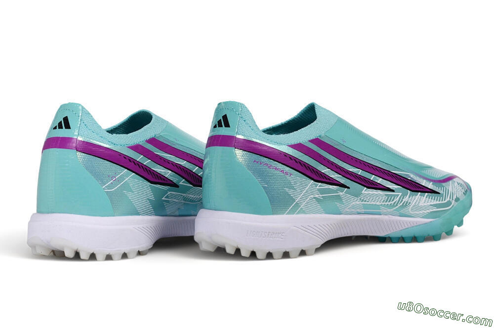 Adidas F50 Pro Laceless TF Artificial Turf Soccer Shoes - Turquoise/Mint Green/Electric Purple 6