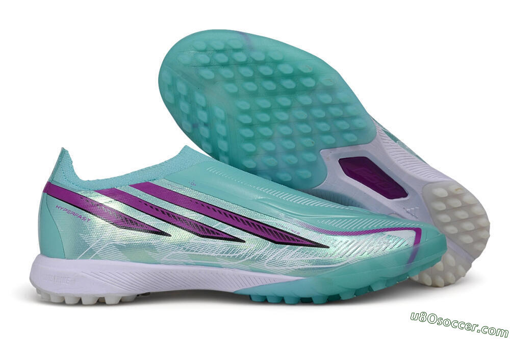 Adidas F50 Pro Laceless TF Artificial Turf Soccer Shoes - Turquoise/Mint Green/Electric Purple 1