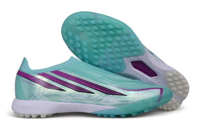 Adidas F50 Pro Laceless TF Artificial Turf Soccer Shoes - Turquoise/Mint Green/Electric Purple