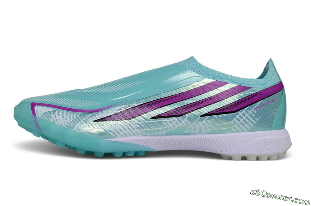 Adidas F50 Pro Laceless TF Artificial Turf Soccer Shoes - Turquoise/Mint Green/Electric Purple 2