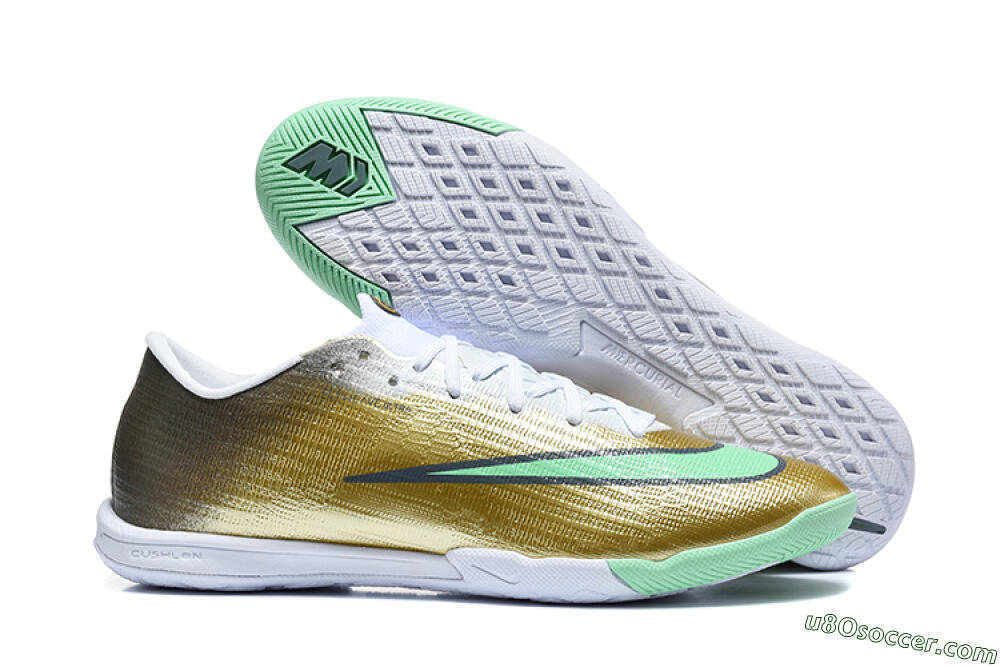 Nike Air Zoom Mercurial Superfly 11 Elite IC Indoor & Futsal Soccer Shoes - Gold/Metallic Gold/Mint Green 1