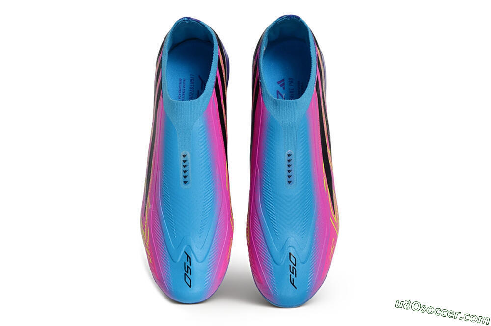 Adidas F50 Elite Laceless FG Firm Ground Soccer Cleats - Blue/Lucid Blue/Purple Rush 4