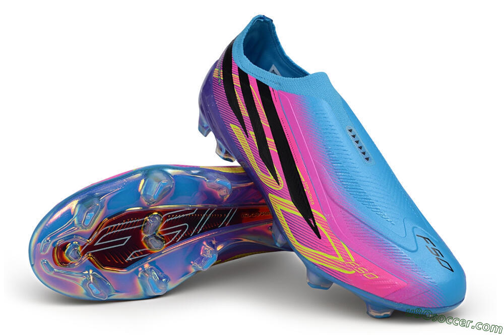 Adidas F50 Elite Laceless FG Firm Ground Soccer Cleats - Blue/Lucid Blue/Purple Rush 3