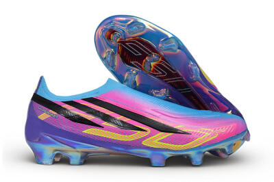 Adidas F50 Elite Laceless FG Firm Ground Soccer Cleats - Blue/Lucid Blue/Purple Rush