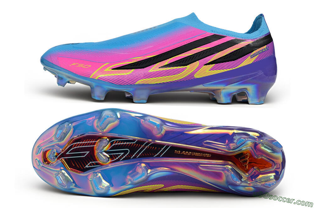 Adidas F50 Elite Laceless FG Firm Ground Soccer Cleats - Blue/Lucid Blue/Purple Rush 0
