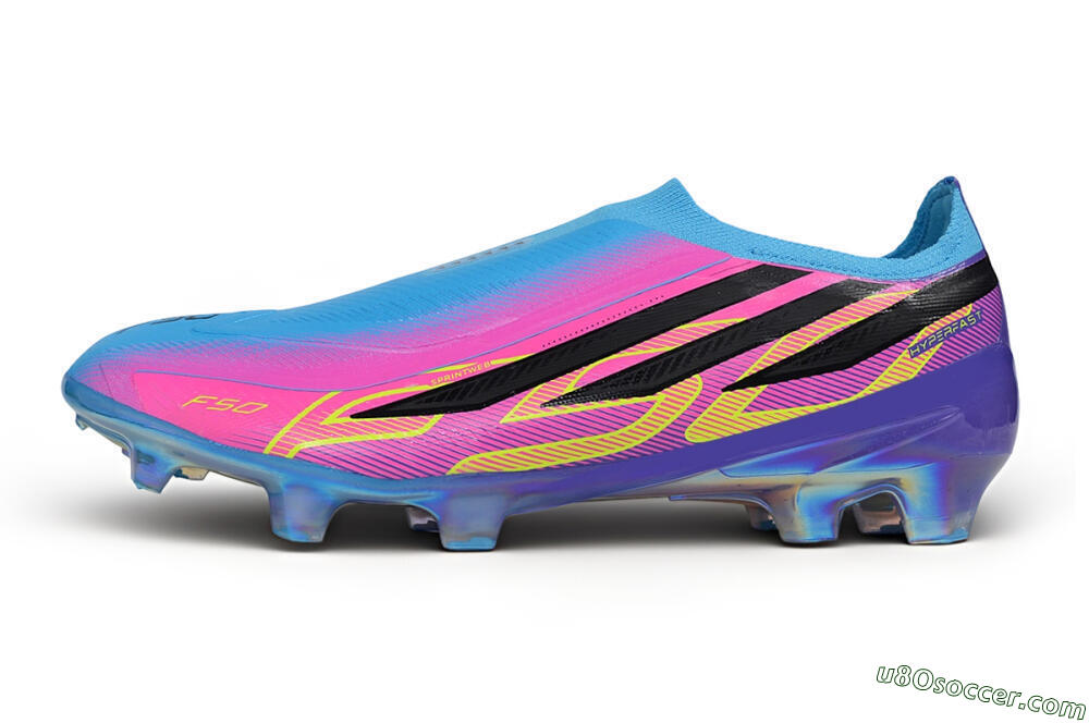 Adidas F50 Elite Laceless FG Firm Ground Soccer Cleats - Blue/Lucid Blue/Purple Rush 2