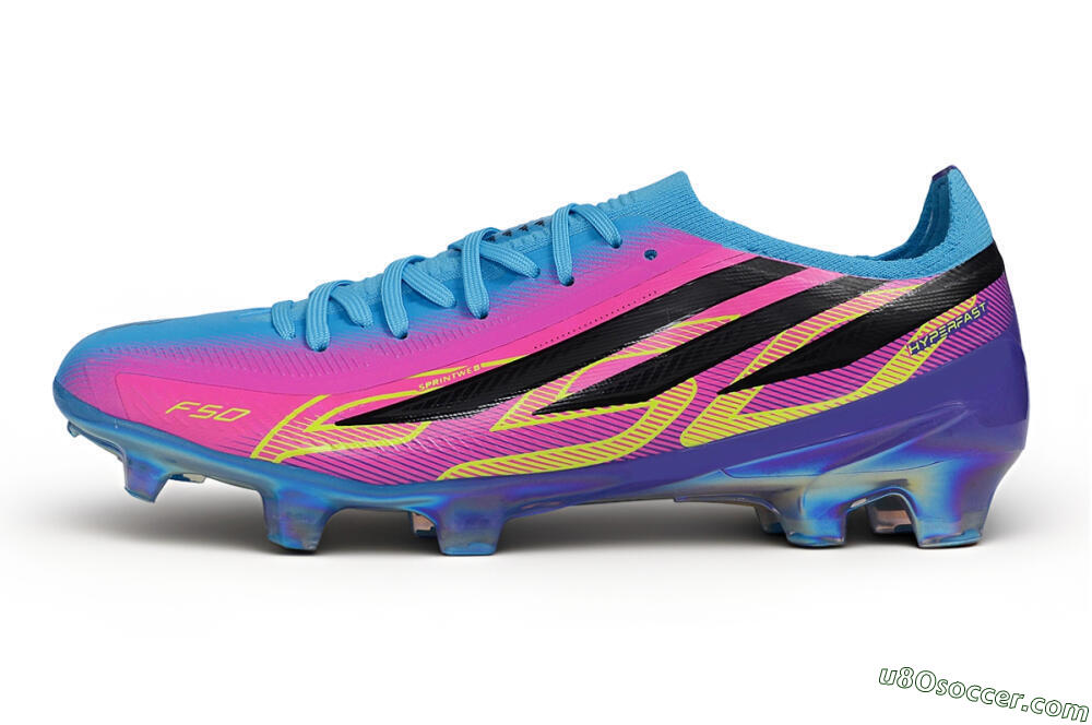 Adidas F50 Elite FG Firm Ground Soccer Cleats - Blue/Lucid Cyan/Solar Pink 2