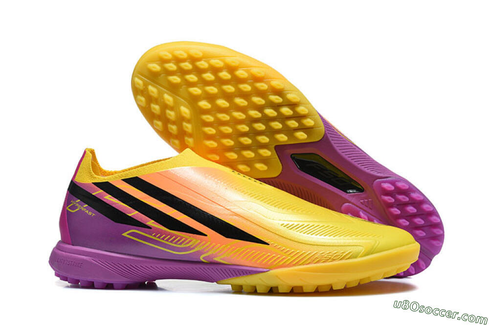 Adidas F50 Pro Laceless TF Artificial Turf Soccer Shoes - Yellow/Solar Yellow/Lucid Fuchsia 1