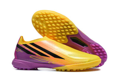 Adidas F50 Pro Laceless TF Artificial Turf Soccer Shoes - Yellow/Solar Yellow/Lucid Fuchsia