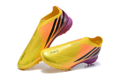 Adidas F50 Pro Laceless TF Artificial Turf Soccer Shoes - Yellow/Solar Yellow/Lucid Fuchsia