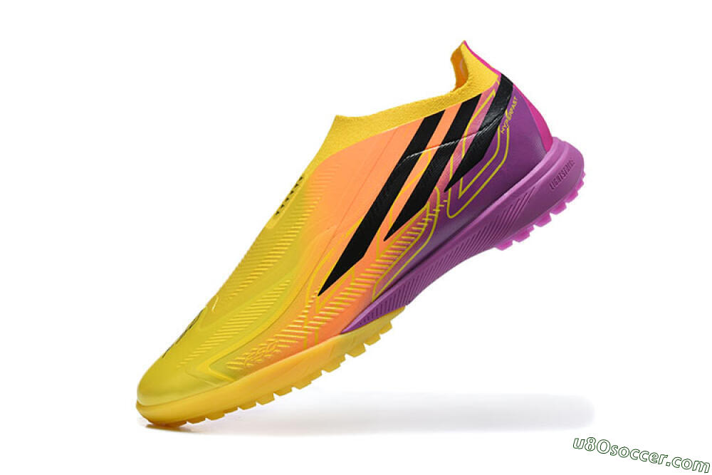 Adidas F50 Pro Laceless TF Artificial Turf Soccer Shoes - Yellow/Solar Yellow/Lucid Fuchsia 8