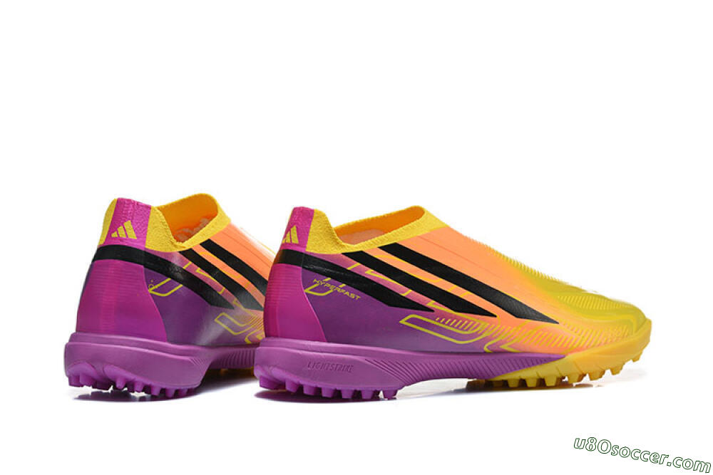 Adidas F50 Pro Laceless TF Artificial Turf Soccer Shoes - Yellow/Solar Yellow/Lucid Fuchsia 9