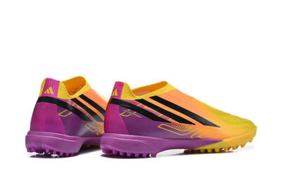 Adidas F50 Pro Laceless TF Artificial Turf Soccer Shoes - Yellow/Solar Yellow/Lucid Fuchsia