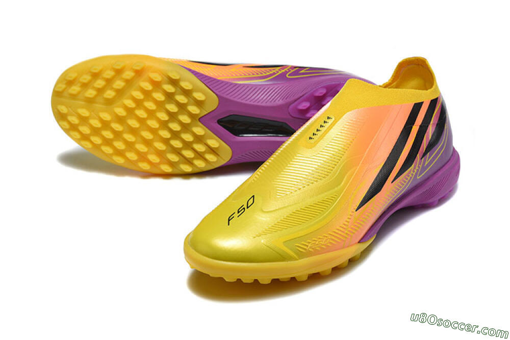 Adidas F50 Pro Laceless TF Artificial Turf Soccer Shoes - Yellow/Solar Yellow/Lucid Fuchsia 3