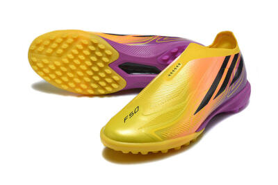 Adidas F50 Pro Laceless TF Artificial Turf Soccer Shoes - Yellow/Solar Yellow/Lucid Fuchsia