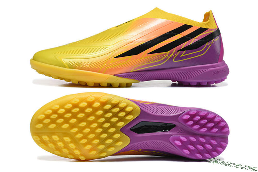 Adidas F50 Pro Laceless TF Artificial Turf Soccer Shoes - Yellow/Solar Yellow/Lucid Fuchsia 0